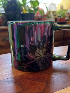 Starbucks Iridescent Black Floral Coffee Mug